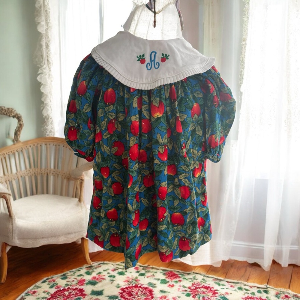 Boutique Brand Just Ducky 4T Apple Corduroy Dress Monogrammed " A" Collar